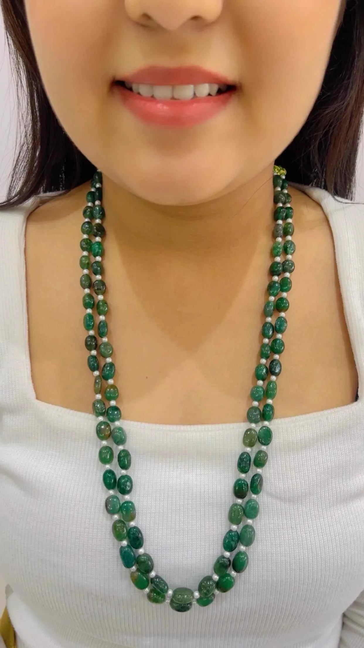 Natural Green Quartz Gemstone Beads Necklace Jewelry