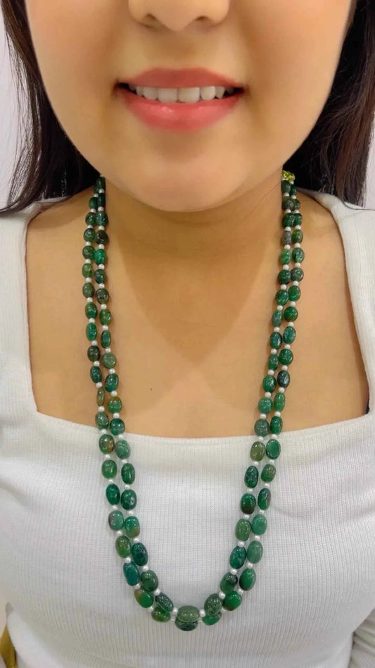 Natural Green Quartz Gemstone Beads Necklace Jewelry