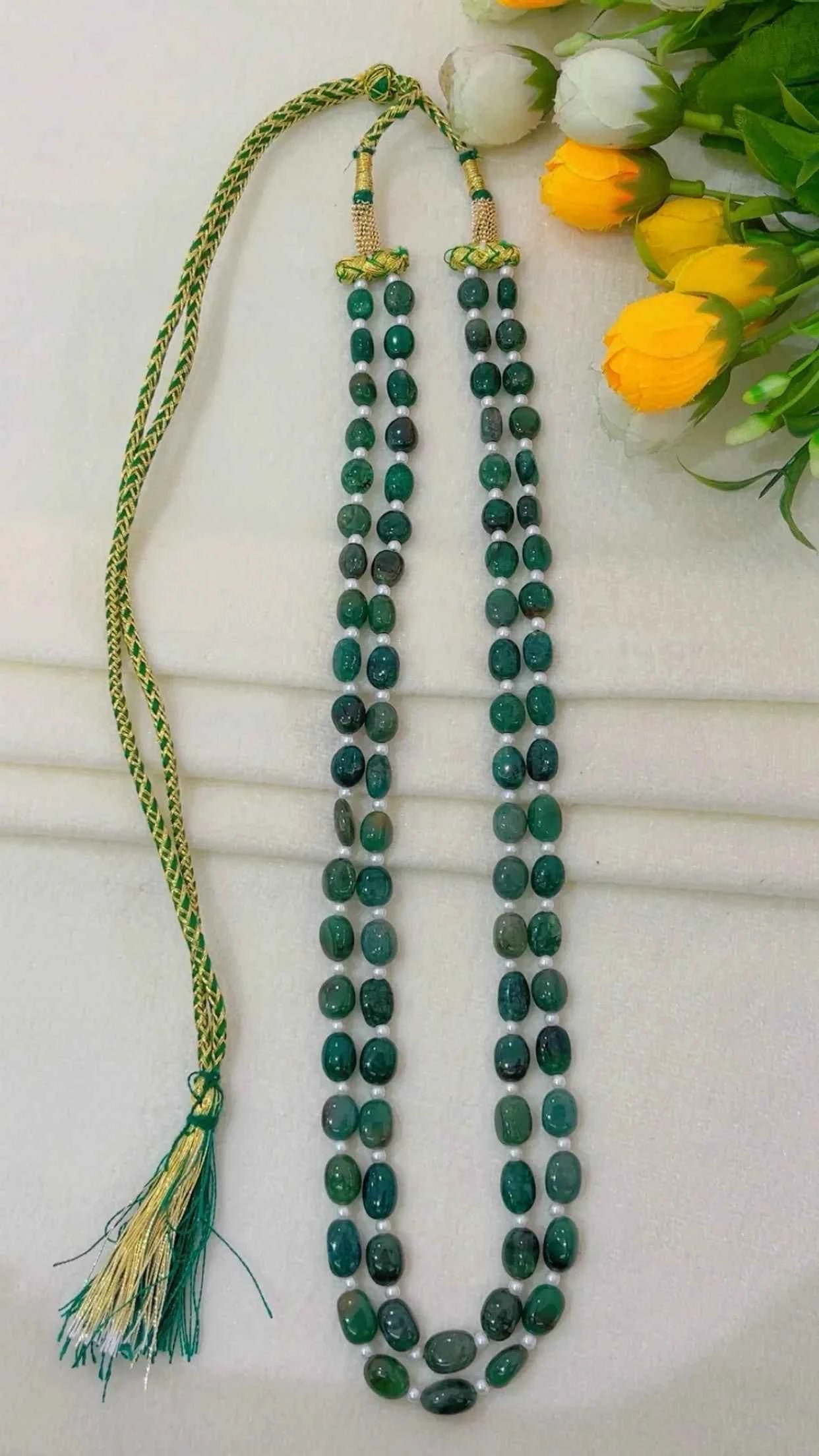 Natural Green Quartz Gemstone Beads Necklace Jewelry