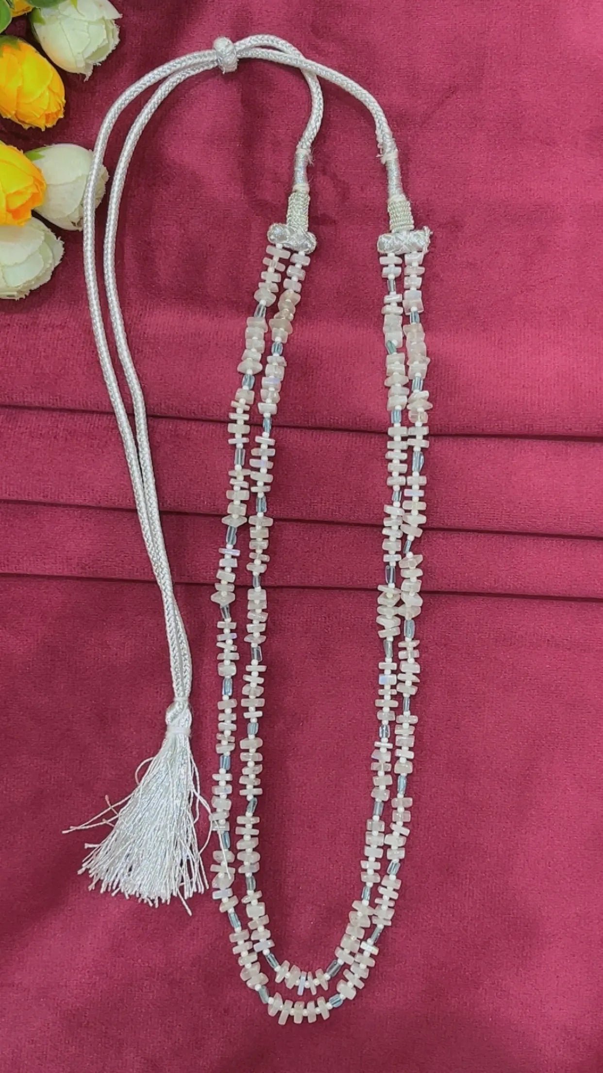 Natural White Moonstone & Sky Apatite Gemstone Beads Necklace Jewelry