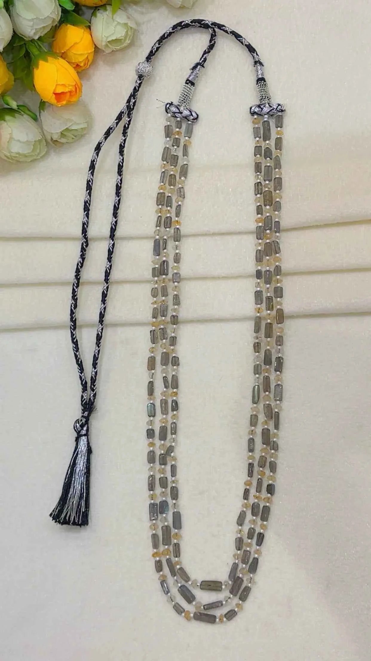 Natural Labradorite & Citrine Gemstone Beads Necklace Jewelry