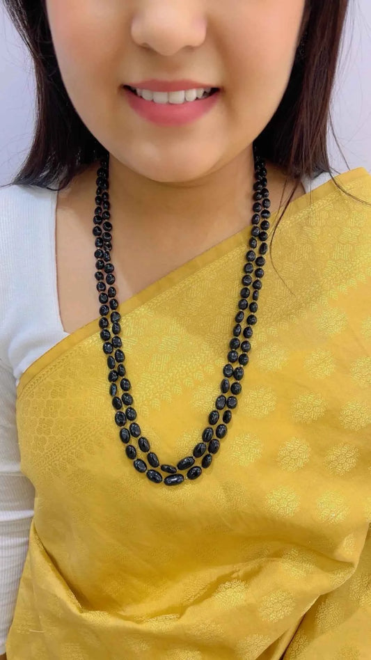 Natural Blackstone Gemstone Beads Necklace Jewelry