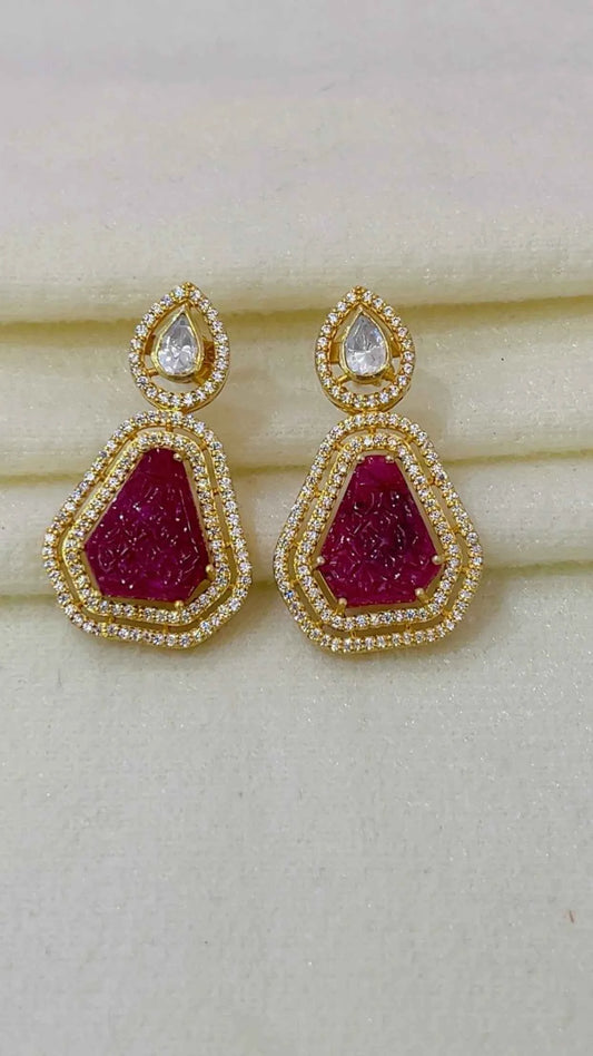 Designer 925 Silver Ruby Earrings