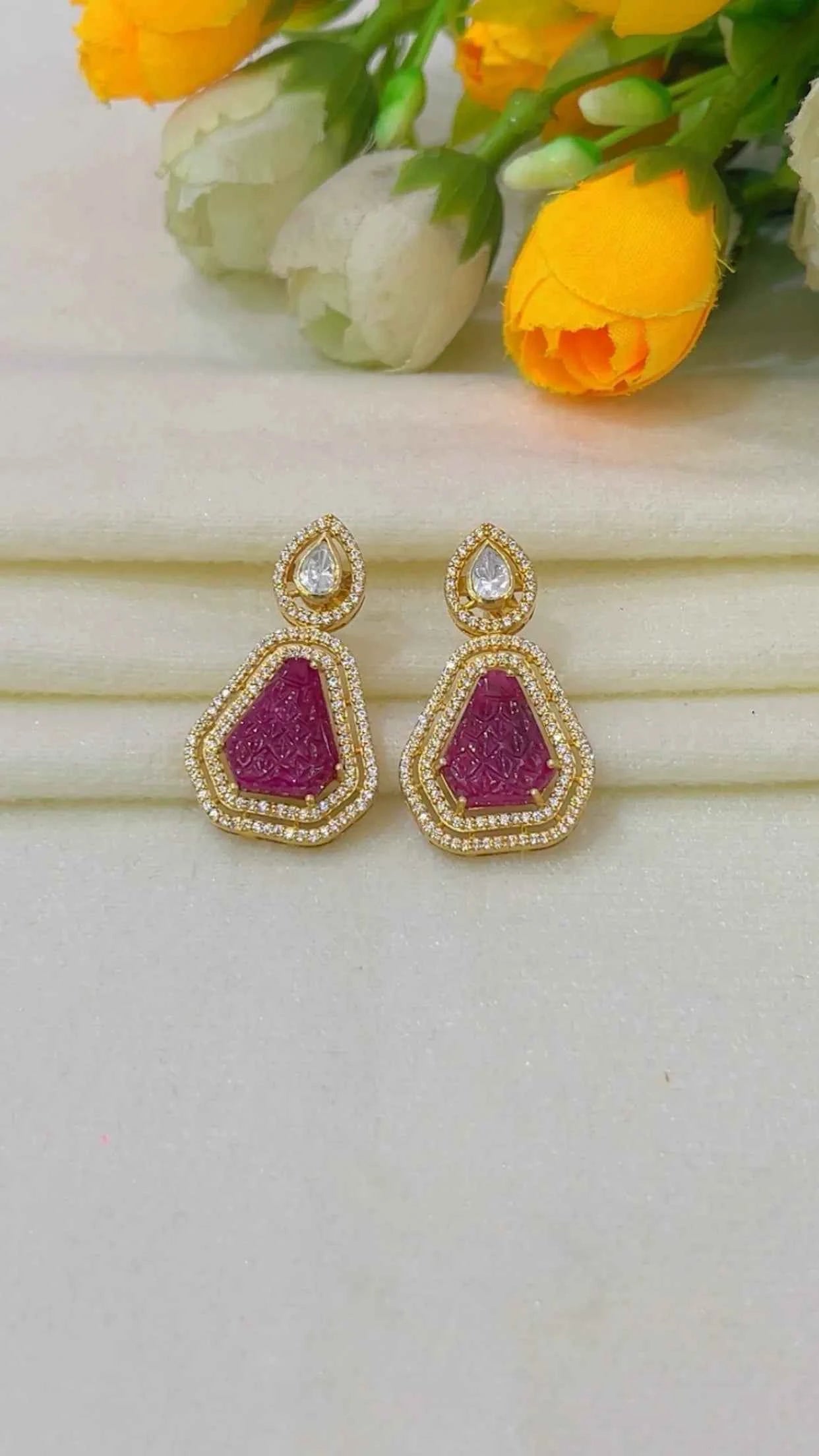 Designer 925 Silver Ruby Earrings