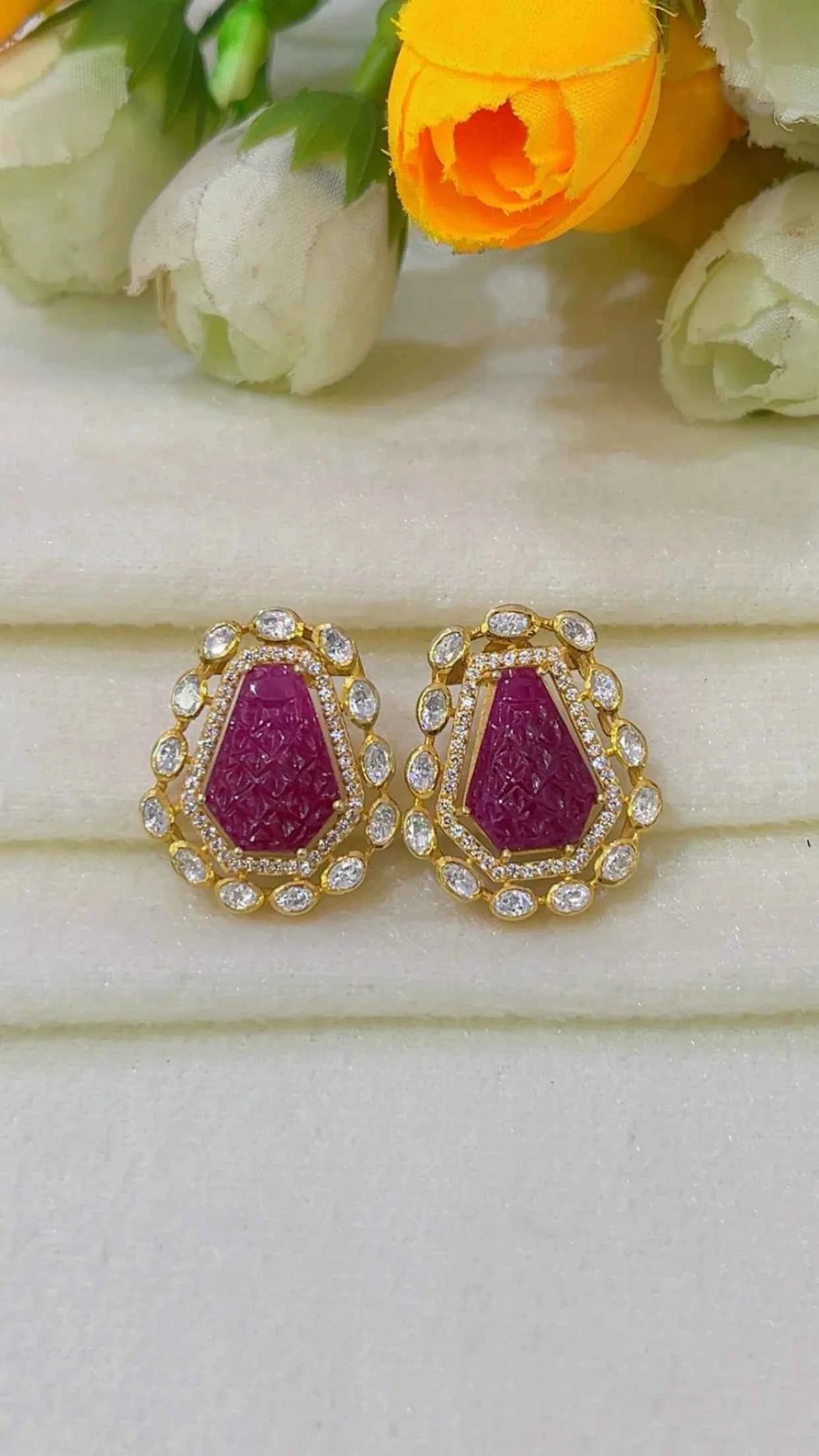 Designer 925 Silver Ruby Earrings