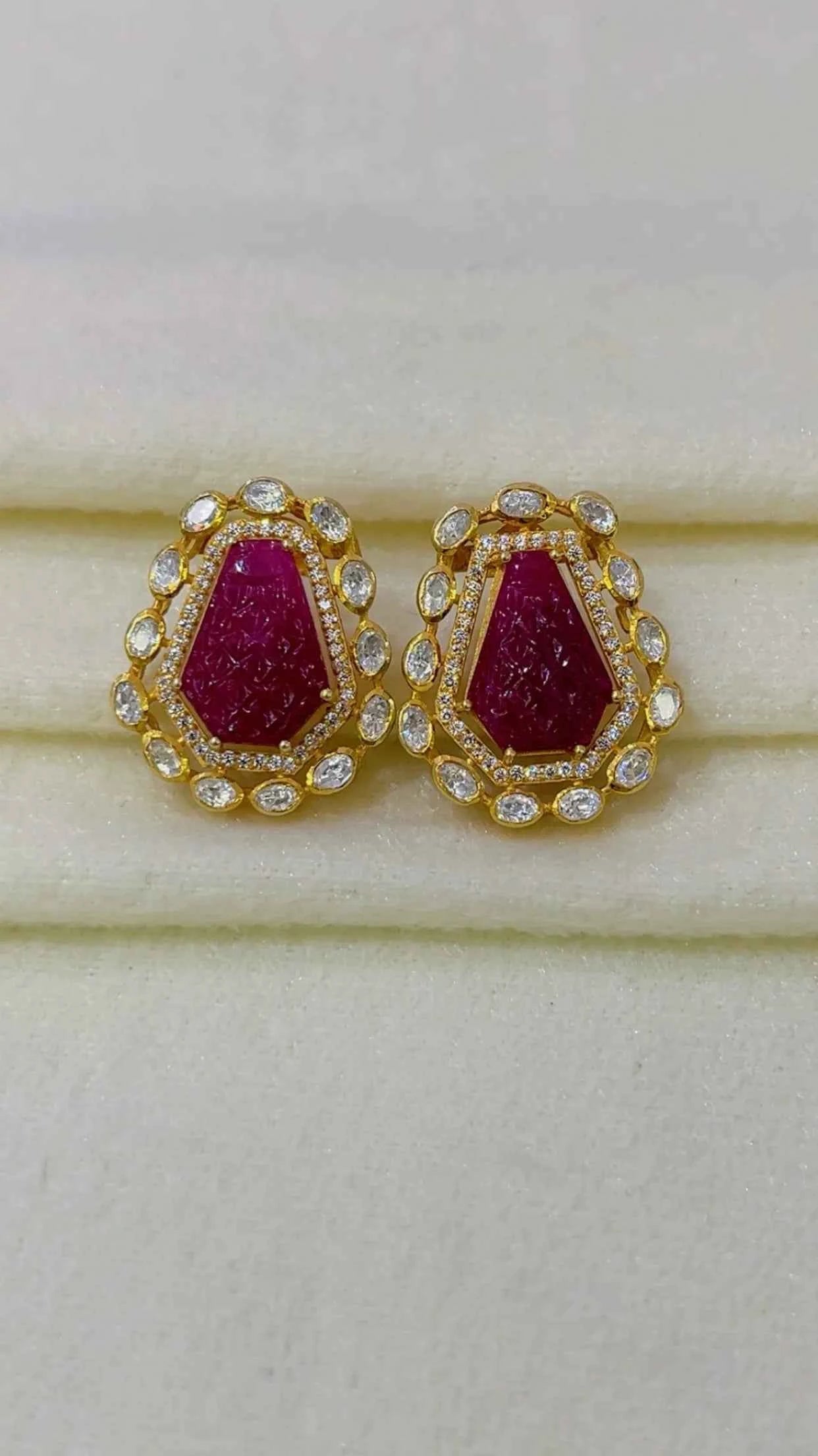 Designer 925 Silver Ruby Earrings