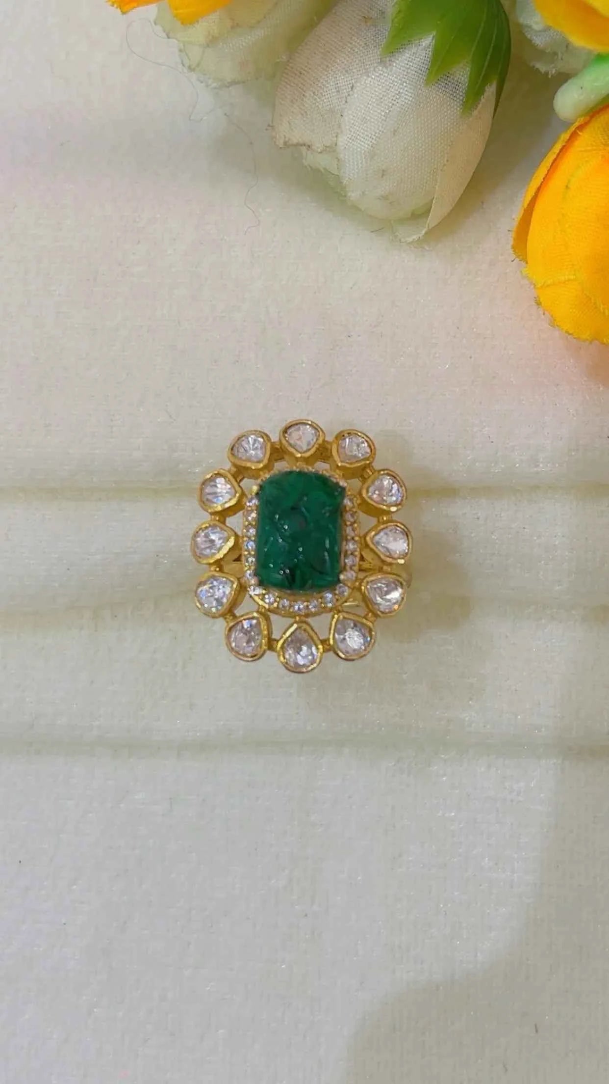 Designer 925 Silver Emerald Ring
