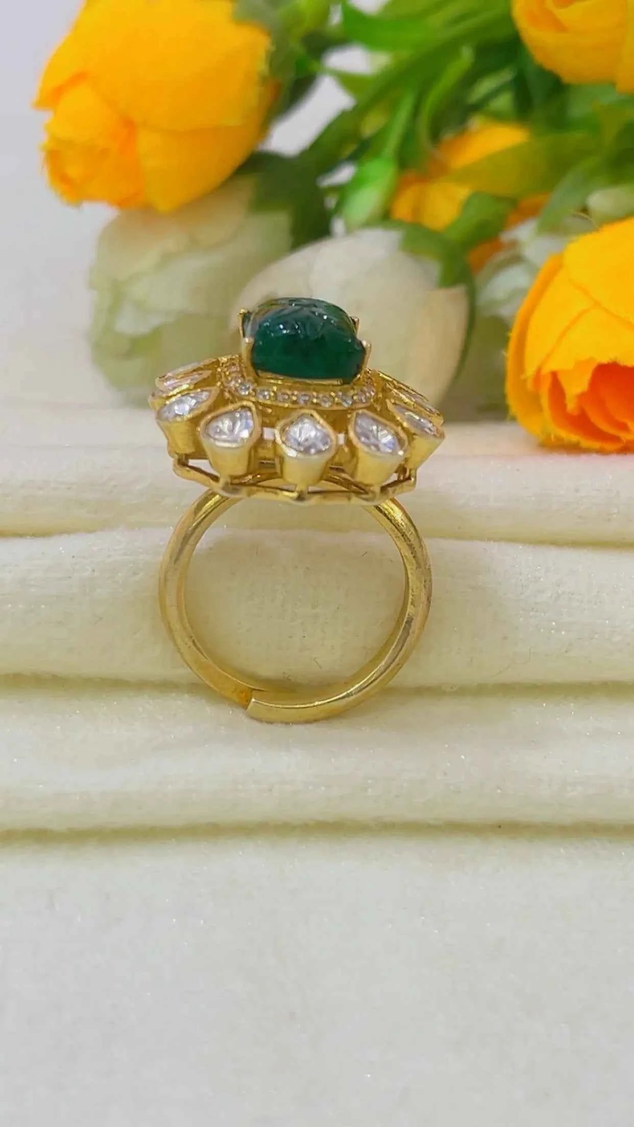 Designer 925 Silver Emerald Ring