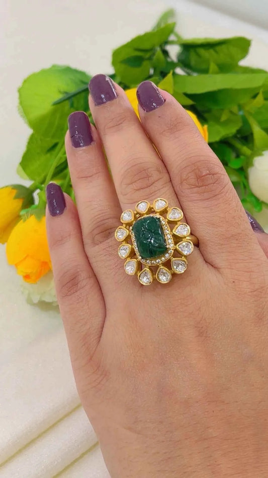 Designer 925 Silver Emerald Ring
