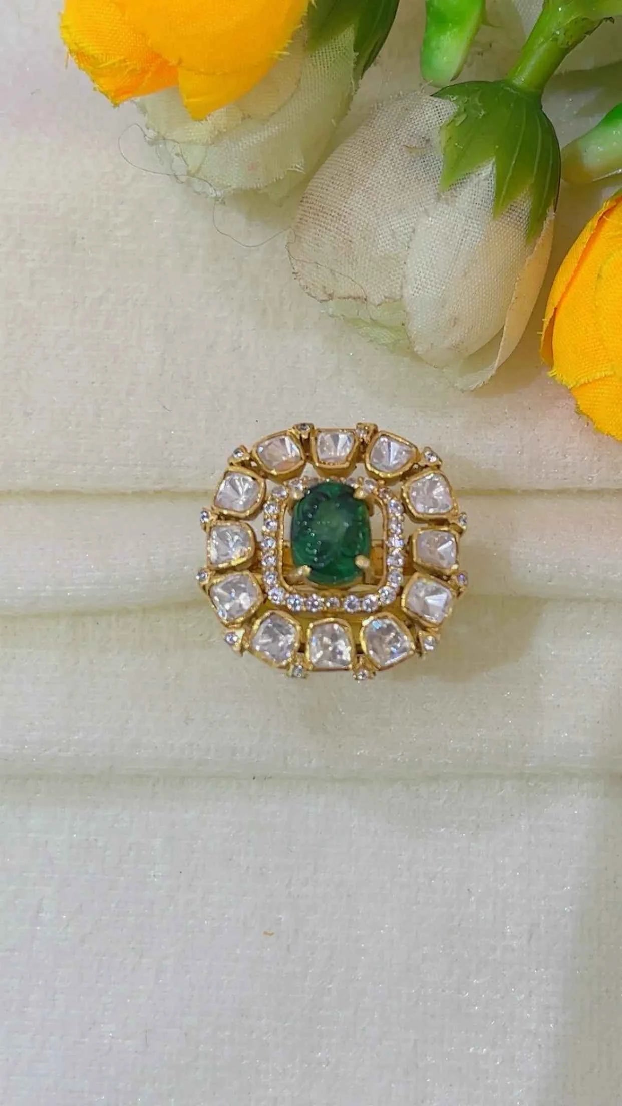 Designer 925 Silver Emerald Ring