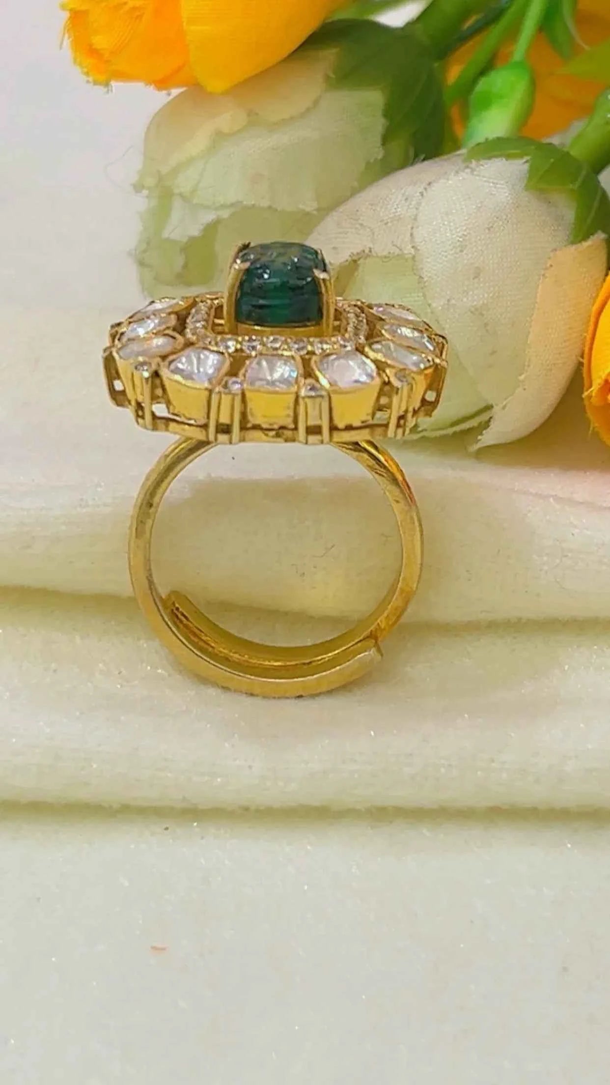 Designer 925 Silver Emerald Ring