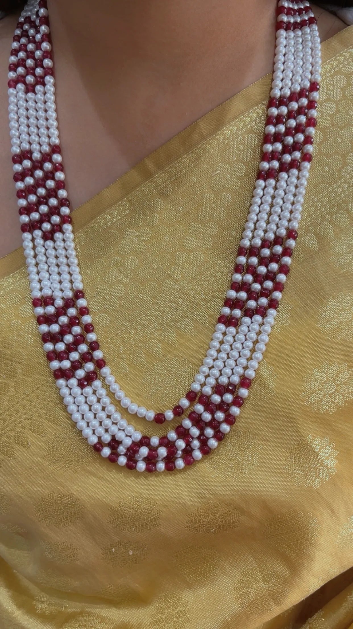 Natural Red Quartz & Pearl Gemstone Beads Necklace Jewelry
