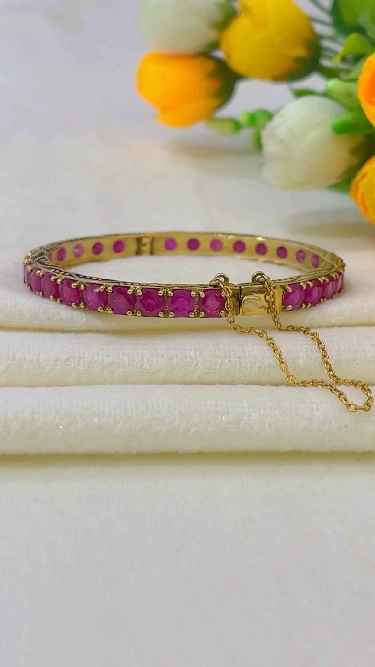 Designer 925 Silver Ruby Bangle