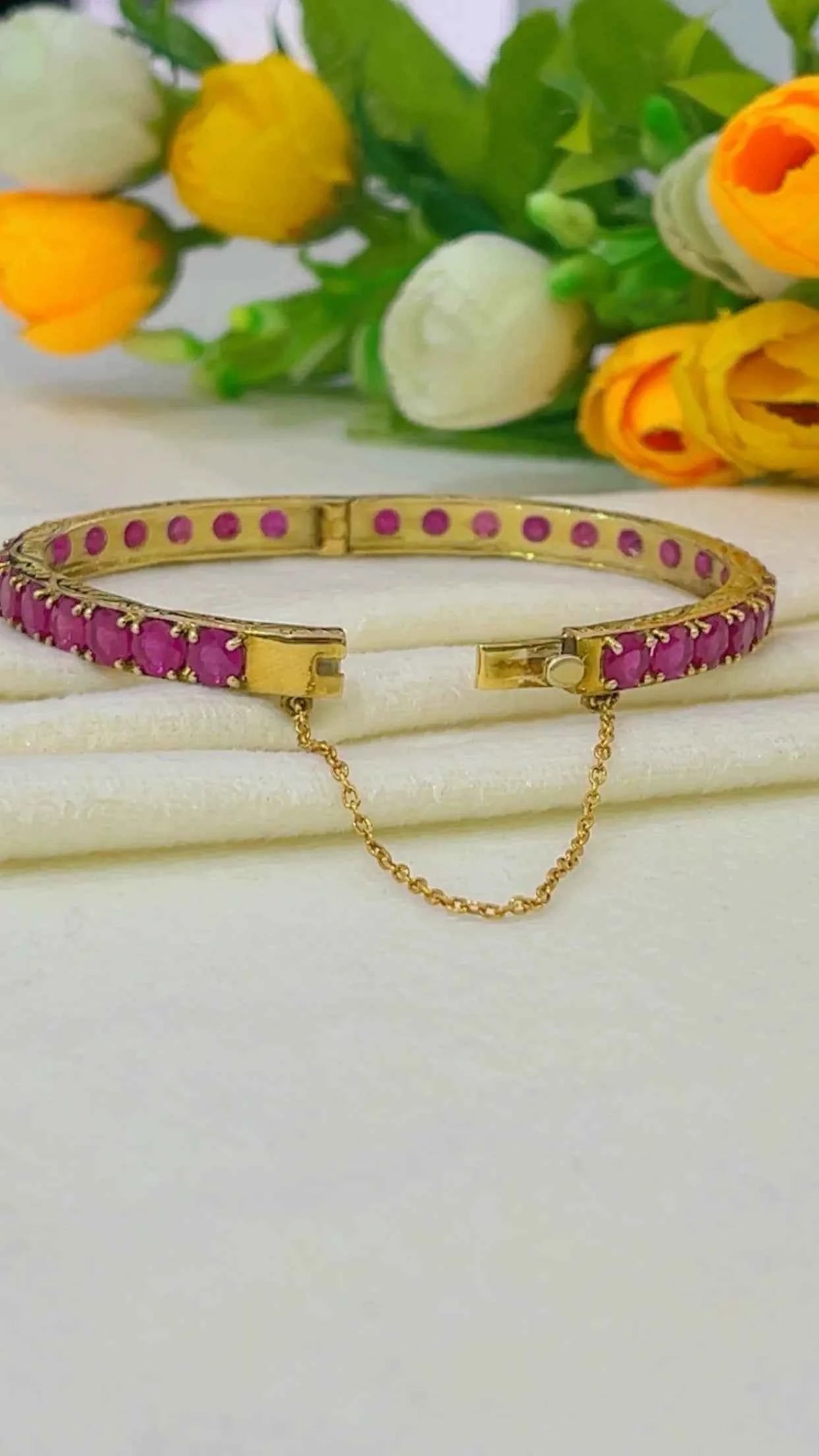 Designer 925 Silver Ruby Bangle