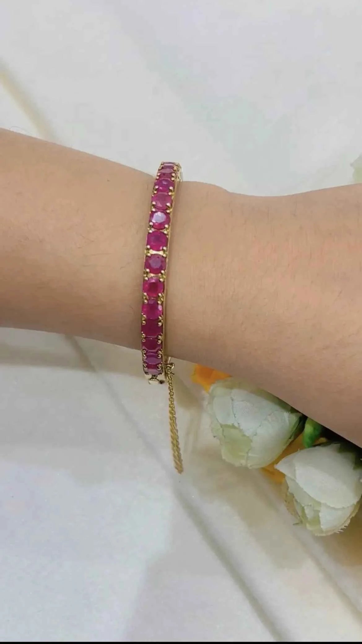 Designer 925 Silver Ruby Bangle