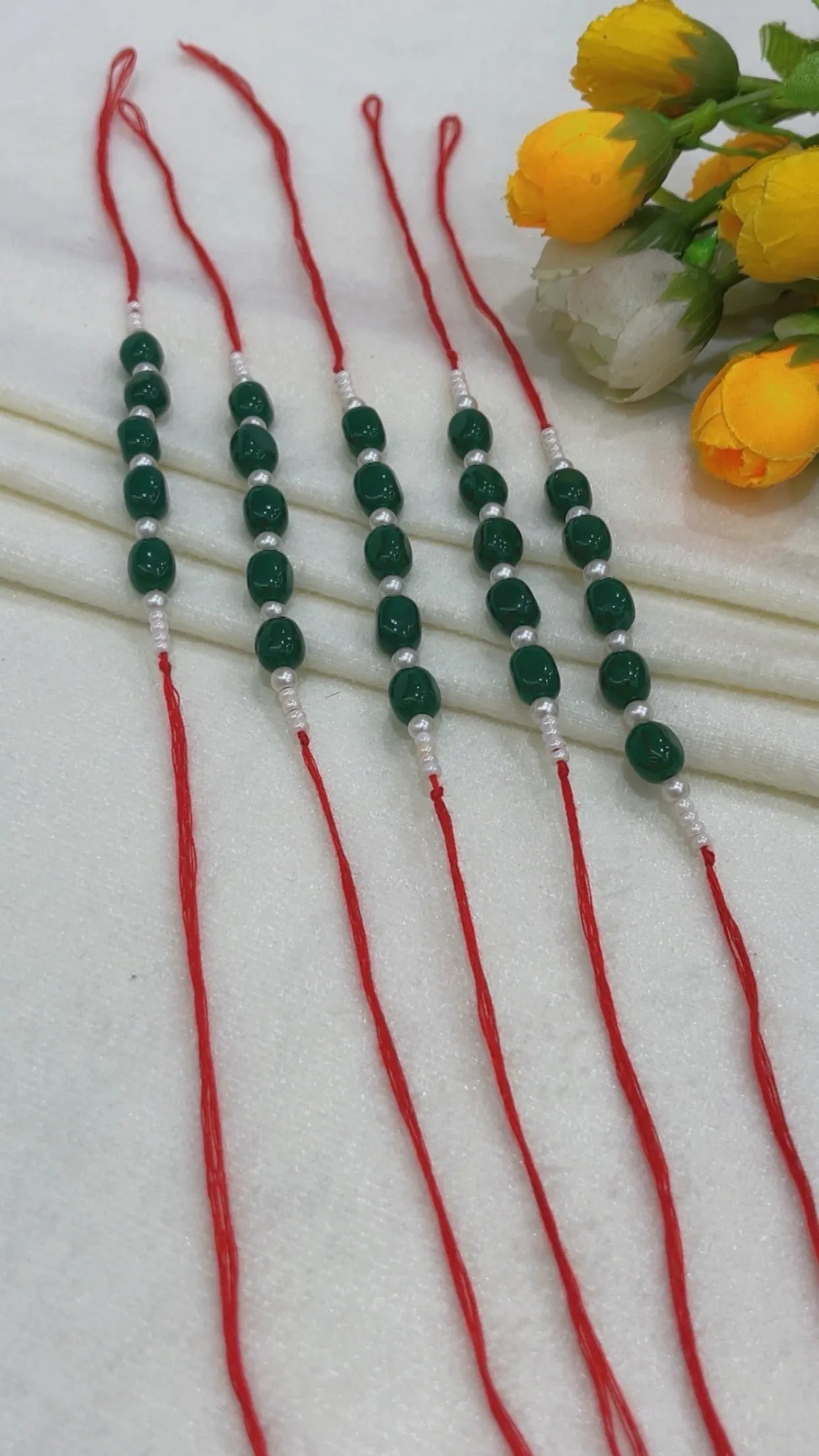 Natural Gemstone Rakhis for Health & Wealth – Pack of 5