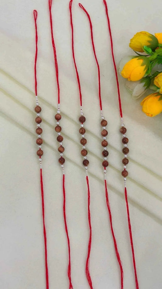 Natural Gemstone Rakhis for Health & Wealth – Pack of 5