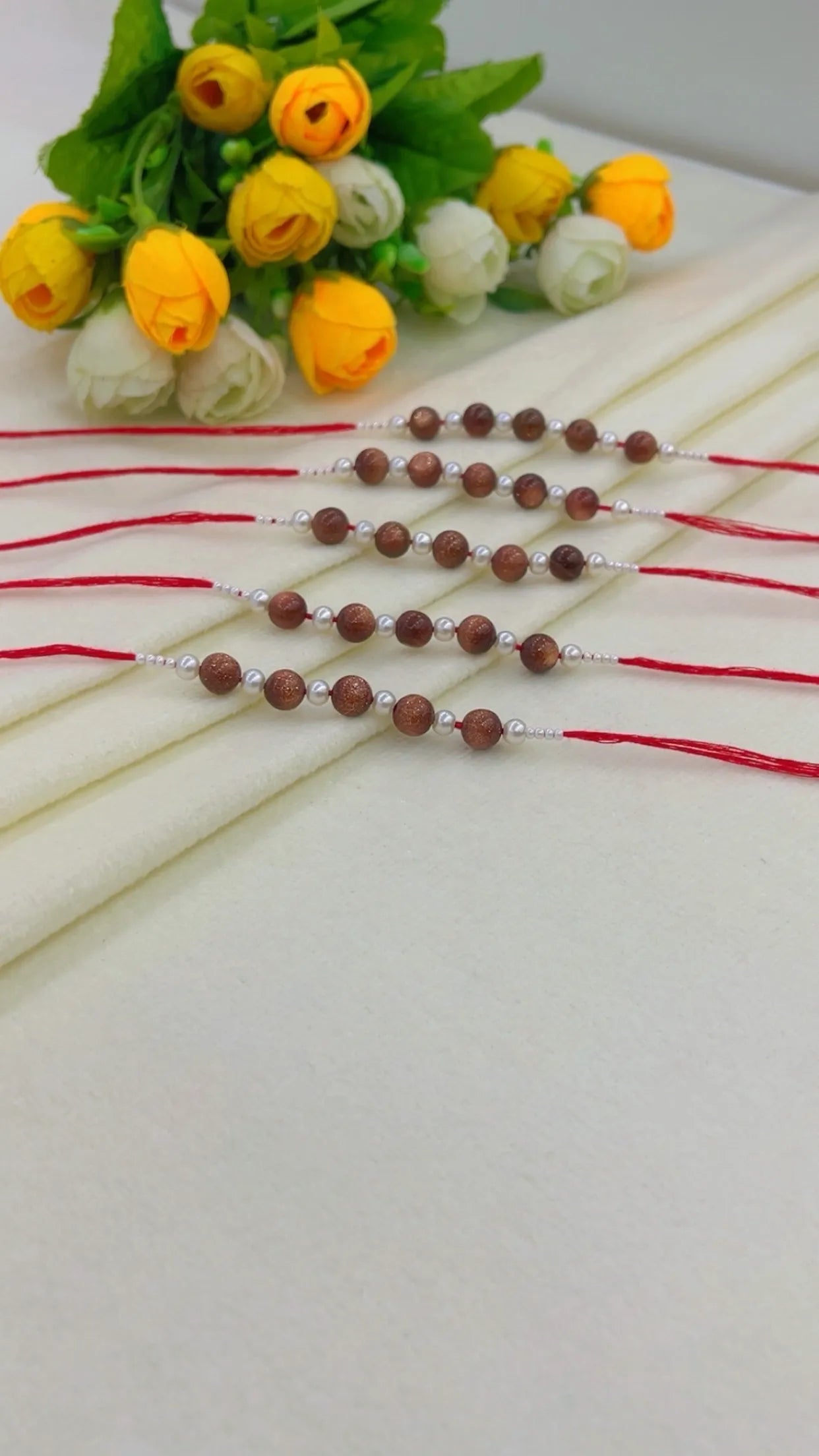 Natural Gemstone Rakhis for Health & Wealth – Pack of 5