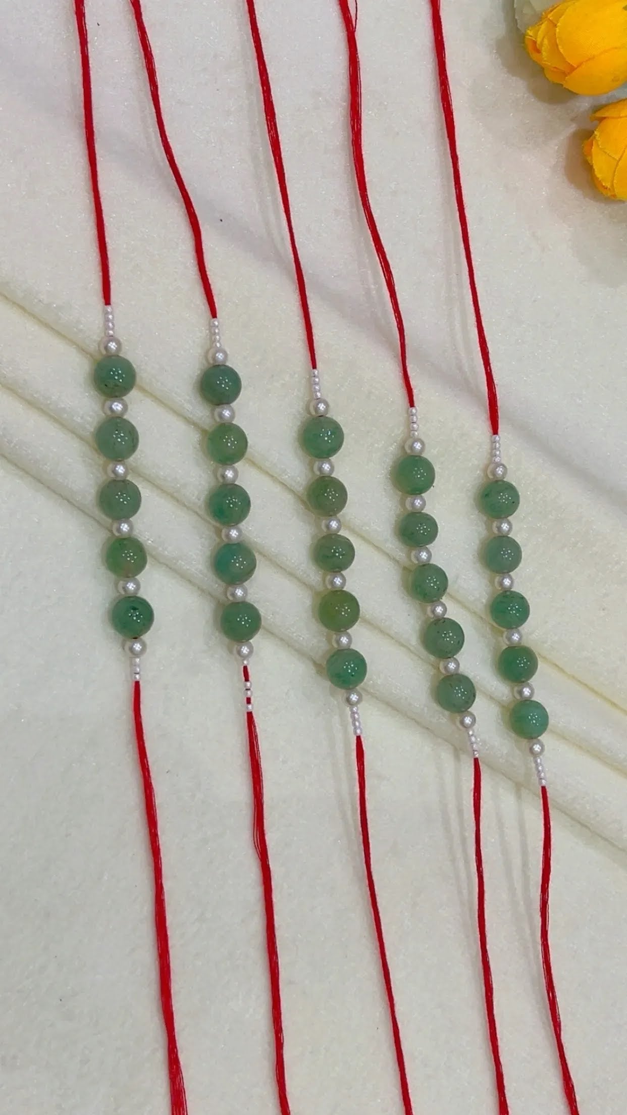 Natural Gemstone Rakhis for Health & Wealth – Pack of 5
