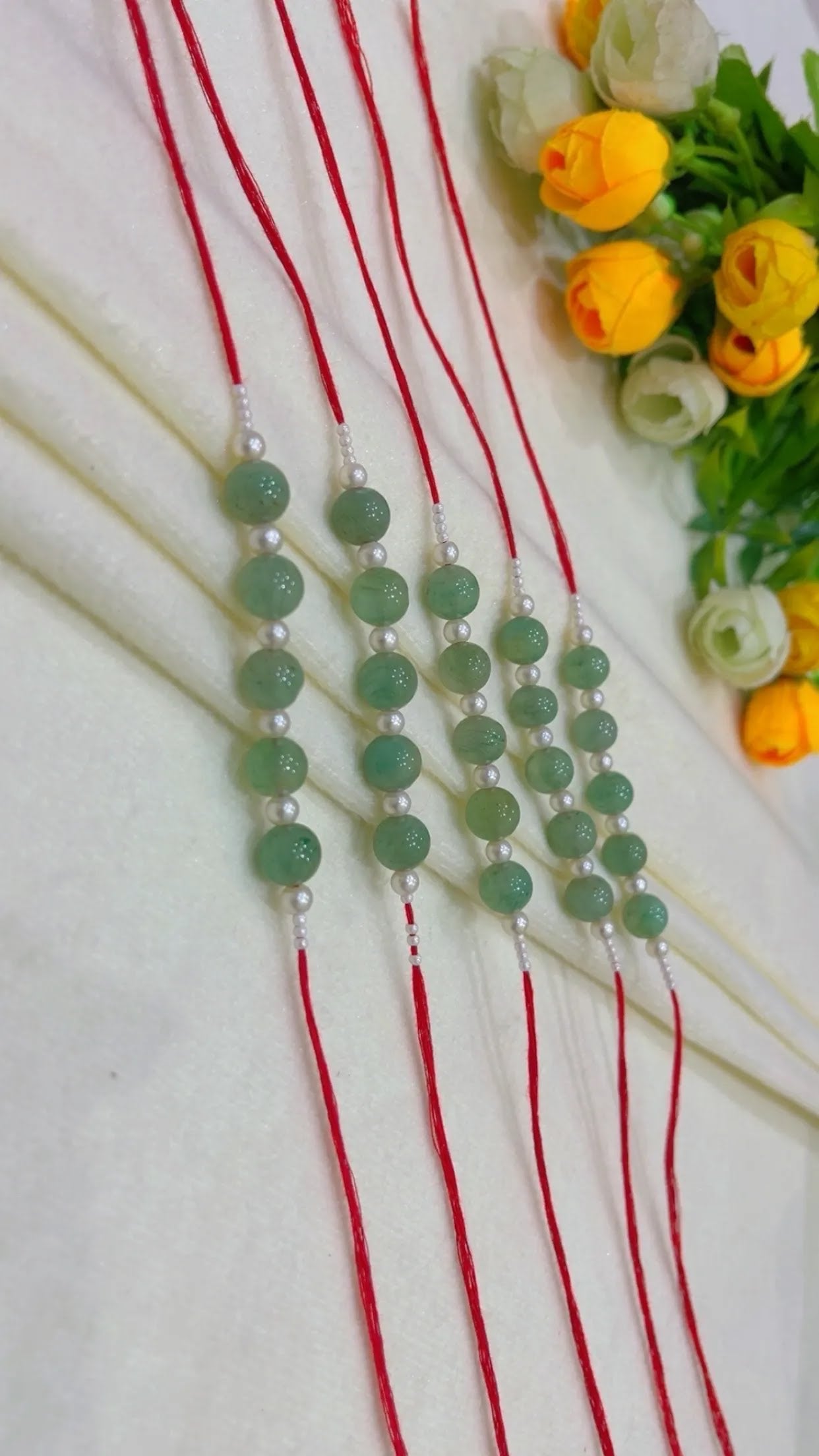 Natural Gemstone Rakhis for Health & Wealth – Pack of 5