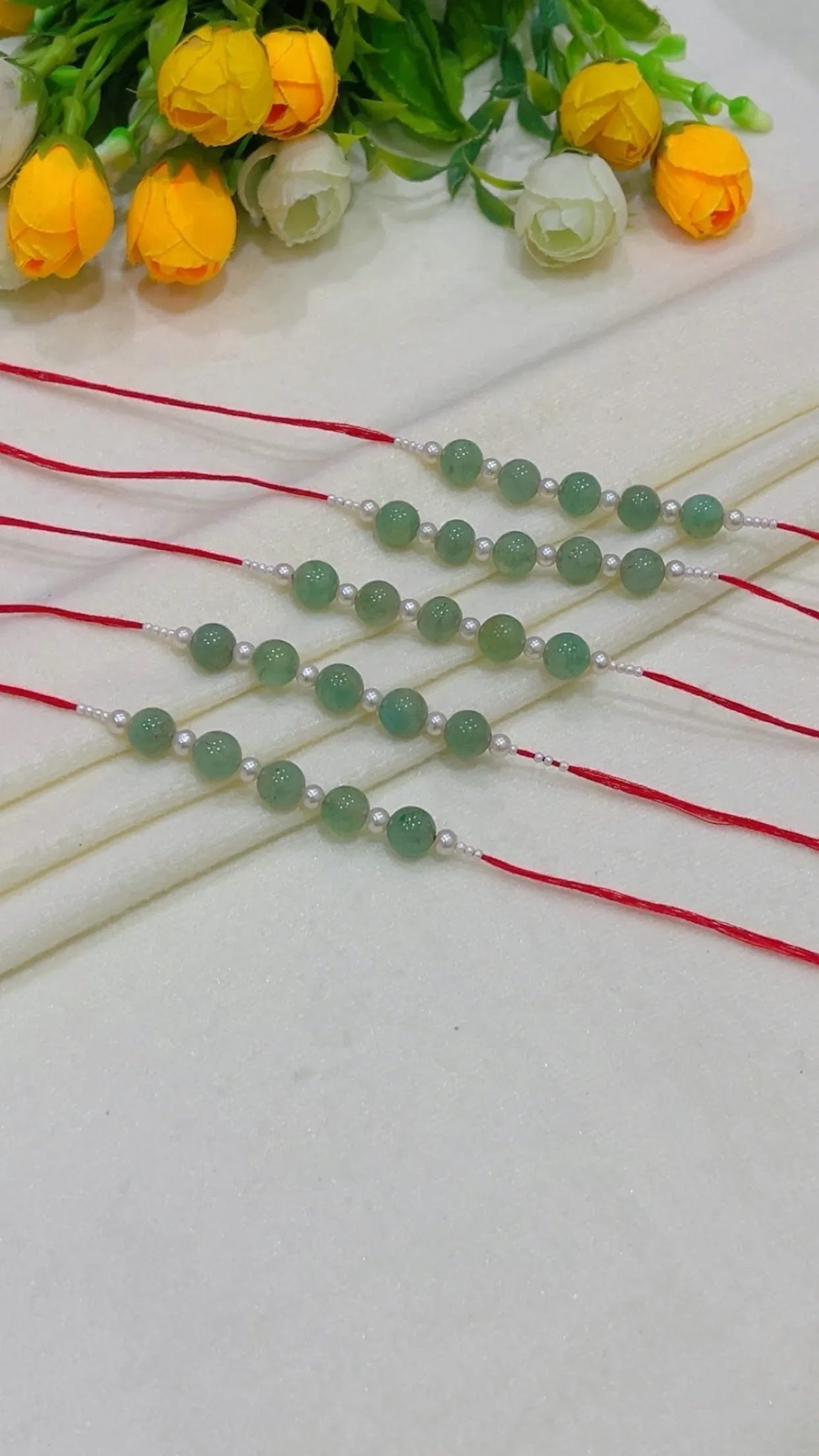 Natural Gemstone Rakhis for Health & Wealth – Pack of 5