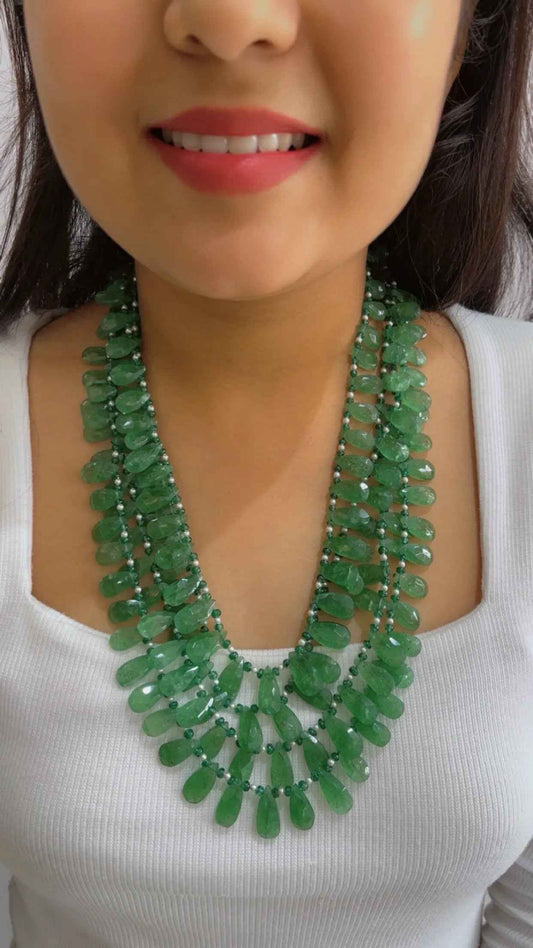 Natural Green Strawberry Quartz Beads Drops Gemstone Necklace Jewelry