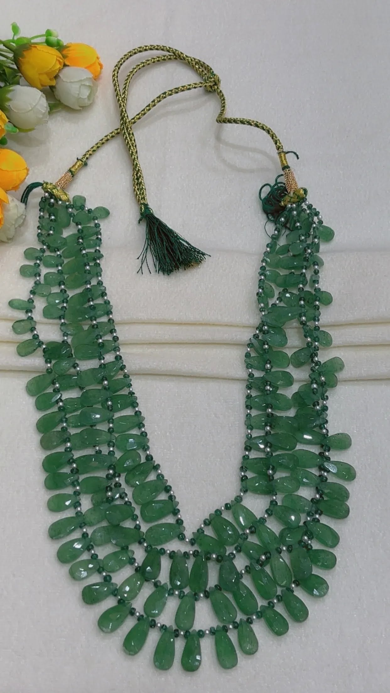 Natural Green Strawberry Quartz Beads Drops Gemstone Necklace Jewelry