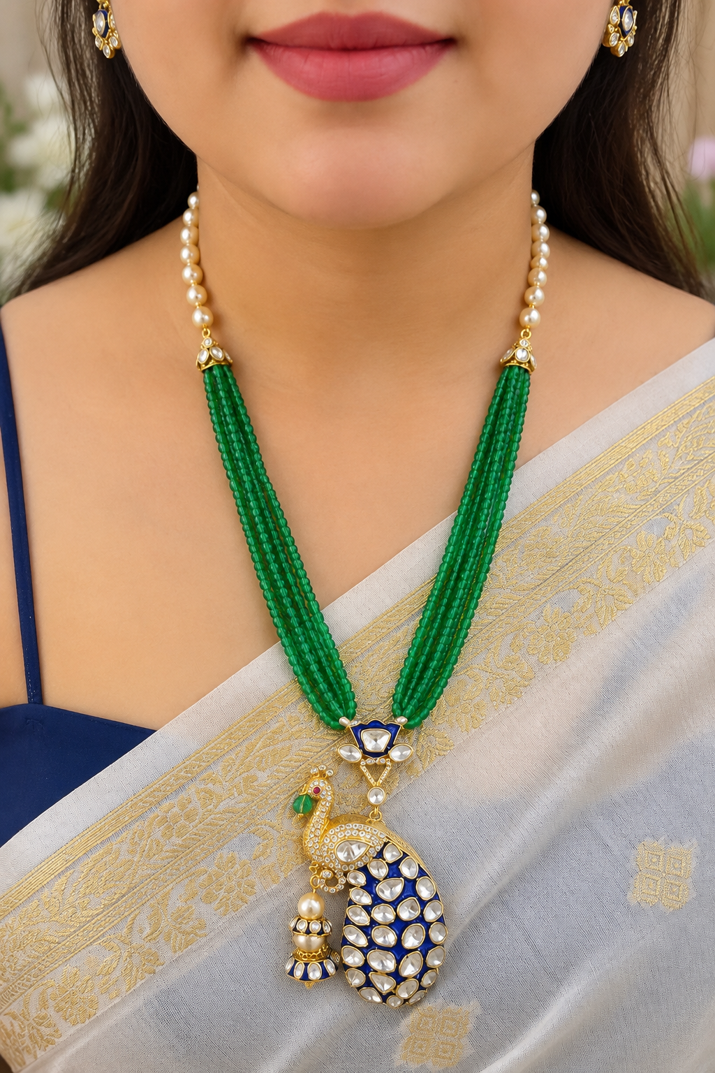 Designer 925 Silver Peacock Necklace Jewelry