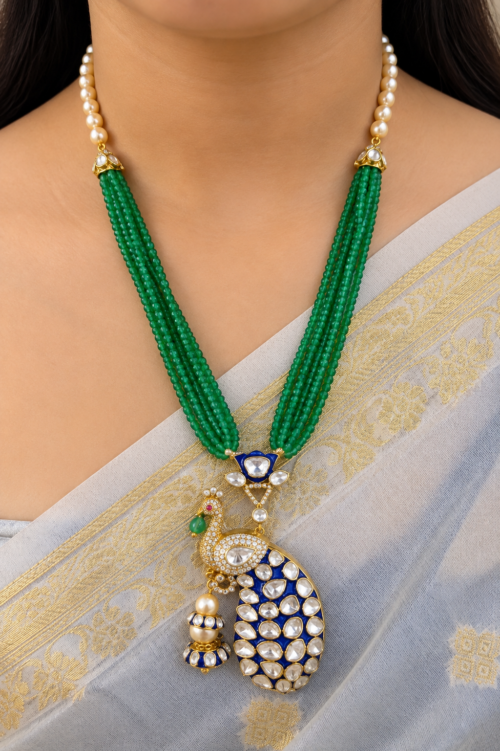 Designer 925 Silver Peacock Necklace Jewelry