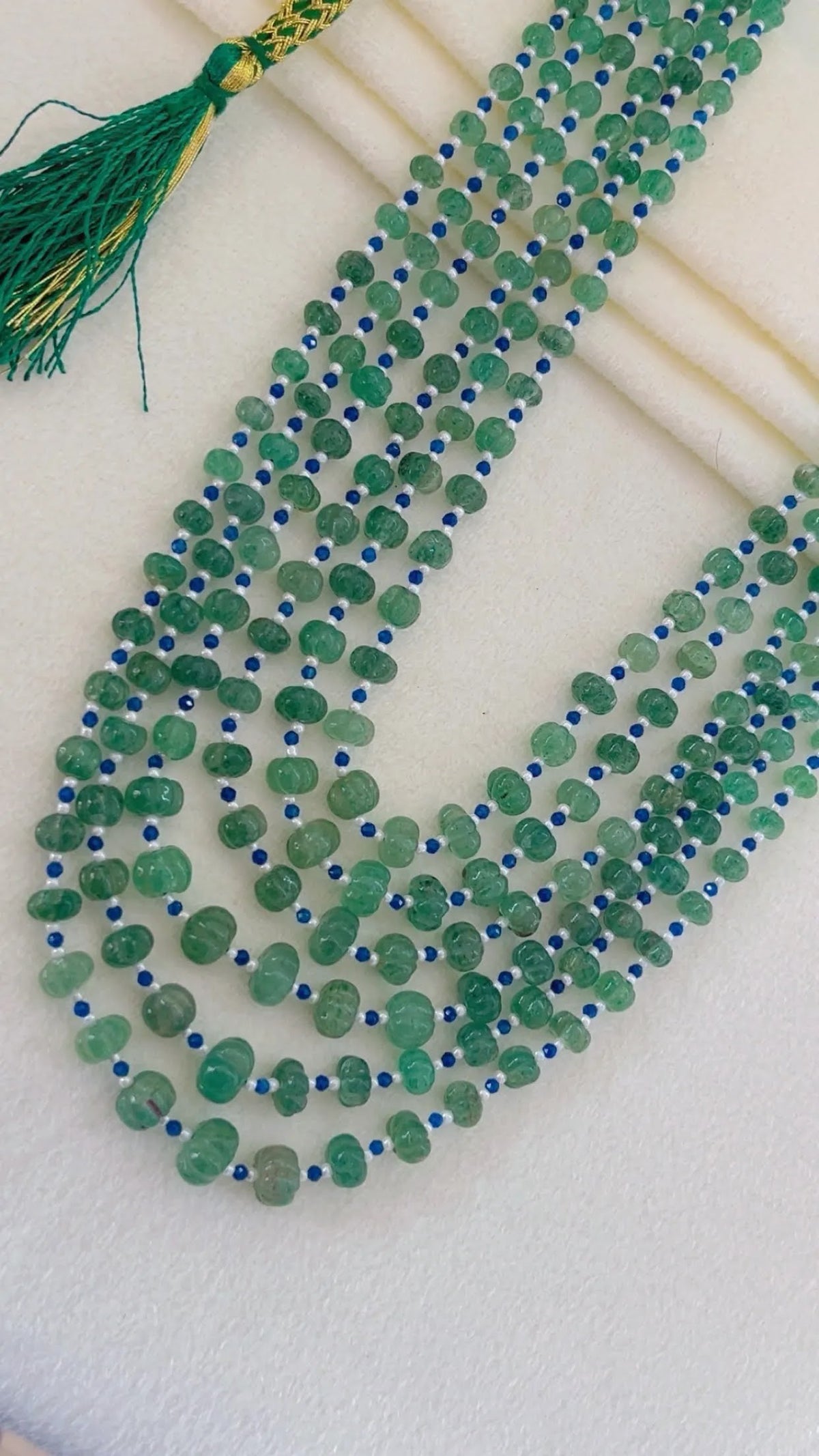Natural Green Strawberry Pumpkin & Blue Jade Gemstone Beads Necklace Jewelry