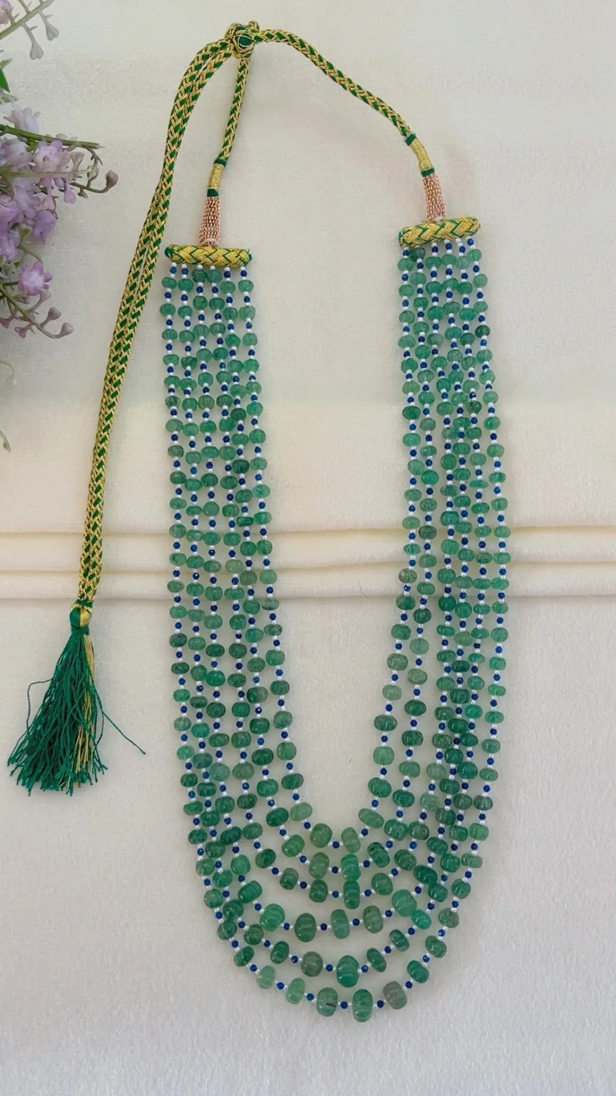Natural Green Strawberry Pumpkin & Blue Jade Gemstone Beads Necklace Jewelry