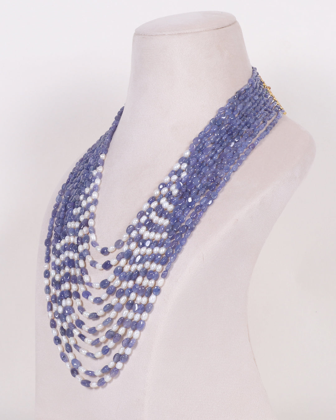 Natural Tanzanite & Pearl Gemstone Beads Necklace Jewelry