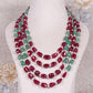 Natural Green Quartz & Red Quartz Gemstone Beads Necklace Jewelry