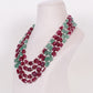 Natural Green Quartz & Red Quartz Gemstone Beads Necklace Jewelry