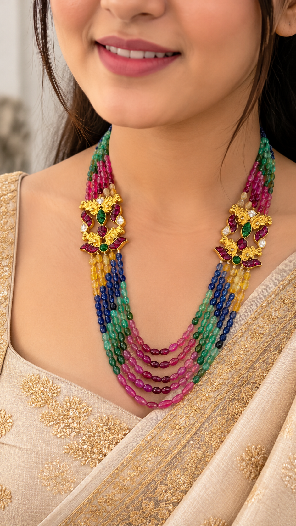 Natural Multi Sapphire With 925 Silver Pendant Necklace