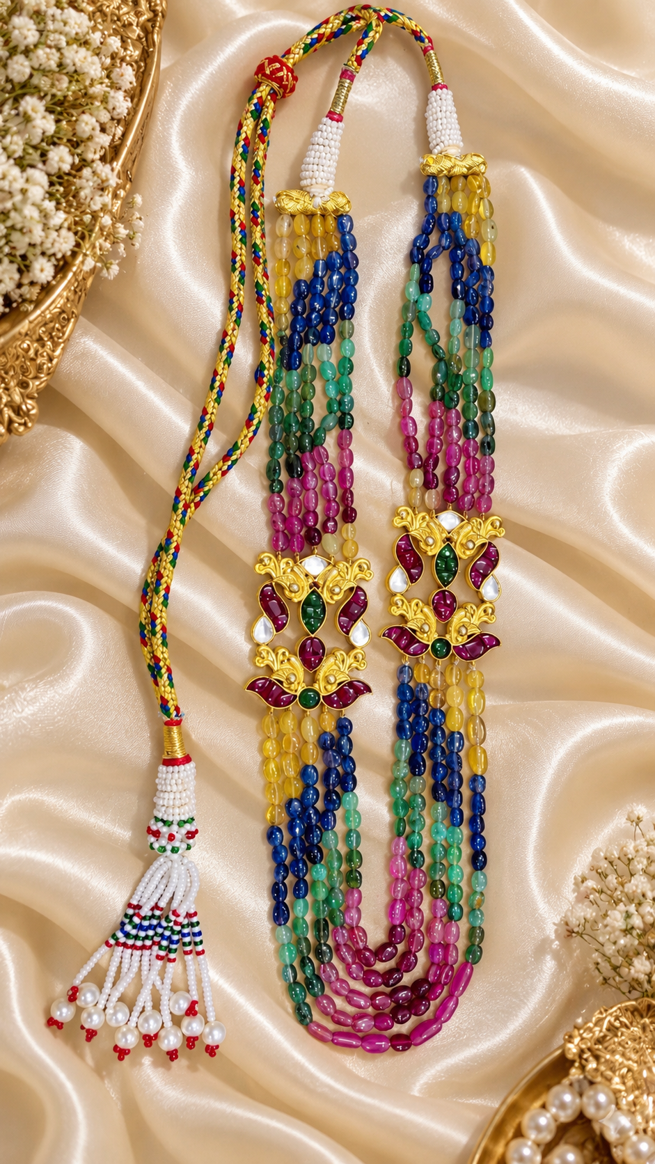 Natural Multi Sapphire With 925 Silver Pendant Necklace