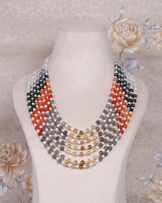 Natural Multi Semi Precious Gemstone Beads Necklace Jewelry