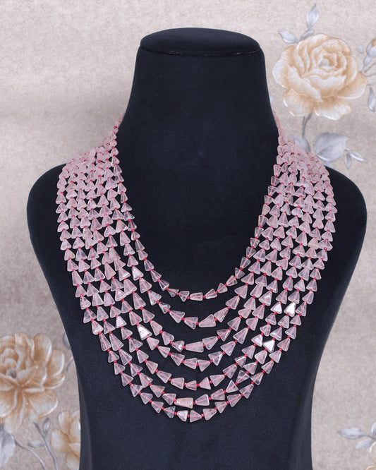 Natural rose Quartz & Jade Gemstone Beads Necklace Jewelry