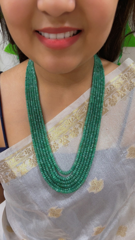 Natural Fine Quality Emerald Gemstone Beads Necklace Jewelry