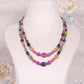 Natural Multi Sapphire Carving Gemstone Beads Necklace Jewelry
