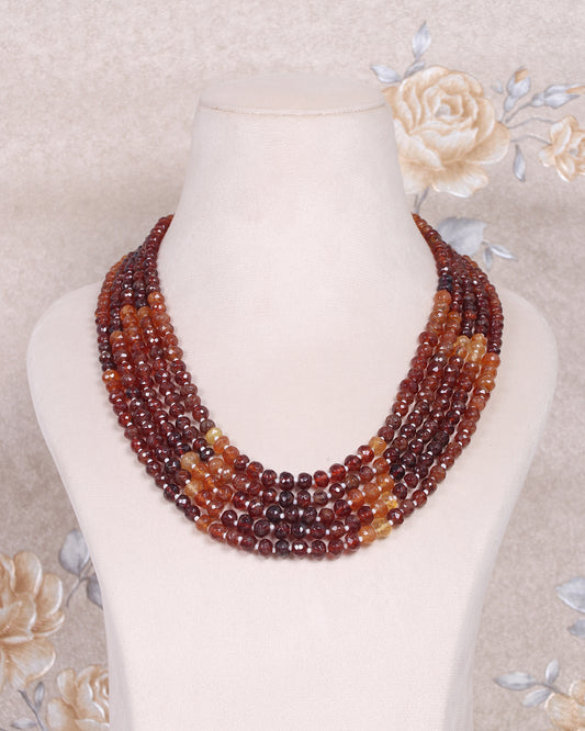 Natural Hessonite Garnet & Pearl Gemstone Beads Necklace Jewelry