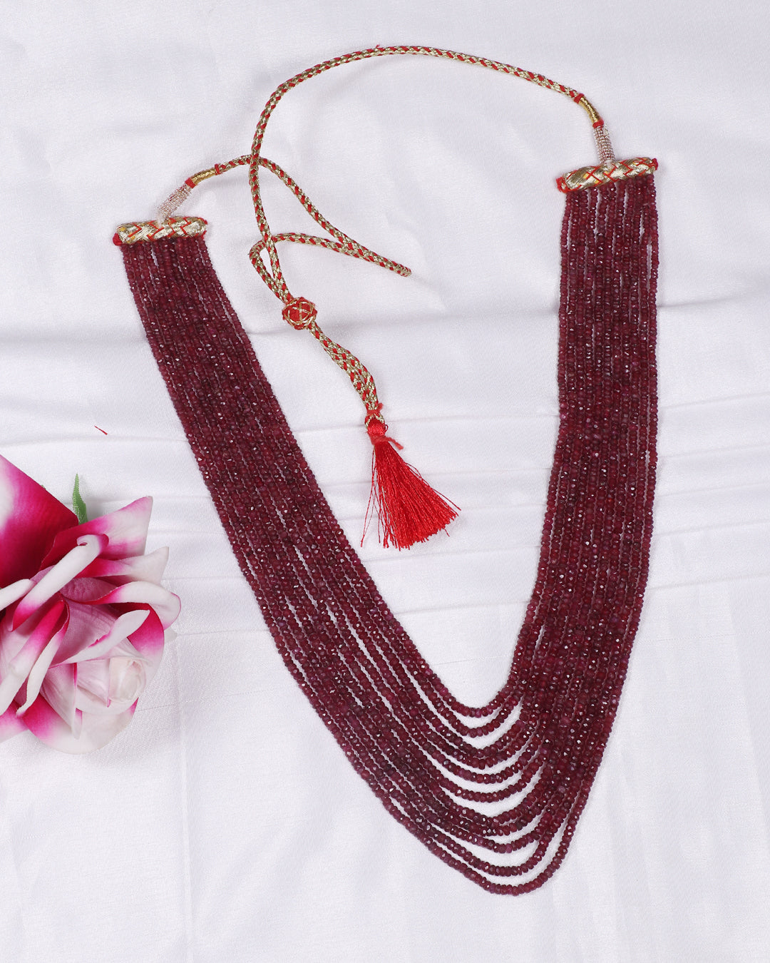 Natural Ruby Gemstone Beads Necklace Jewelry