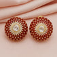 925 Silver Moissanite Polki Stud Red Earrings