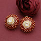 925 Silver Moissanite Polki Stud Red Earrings
