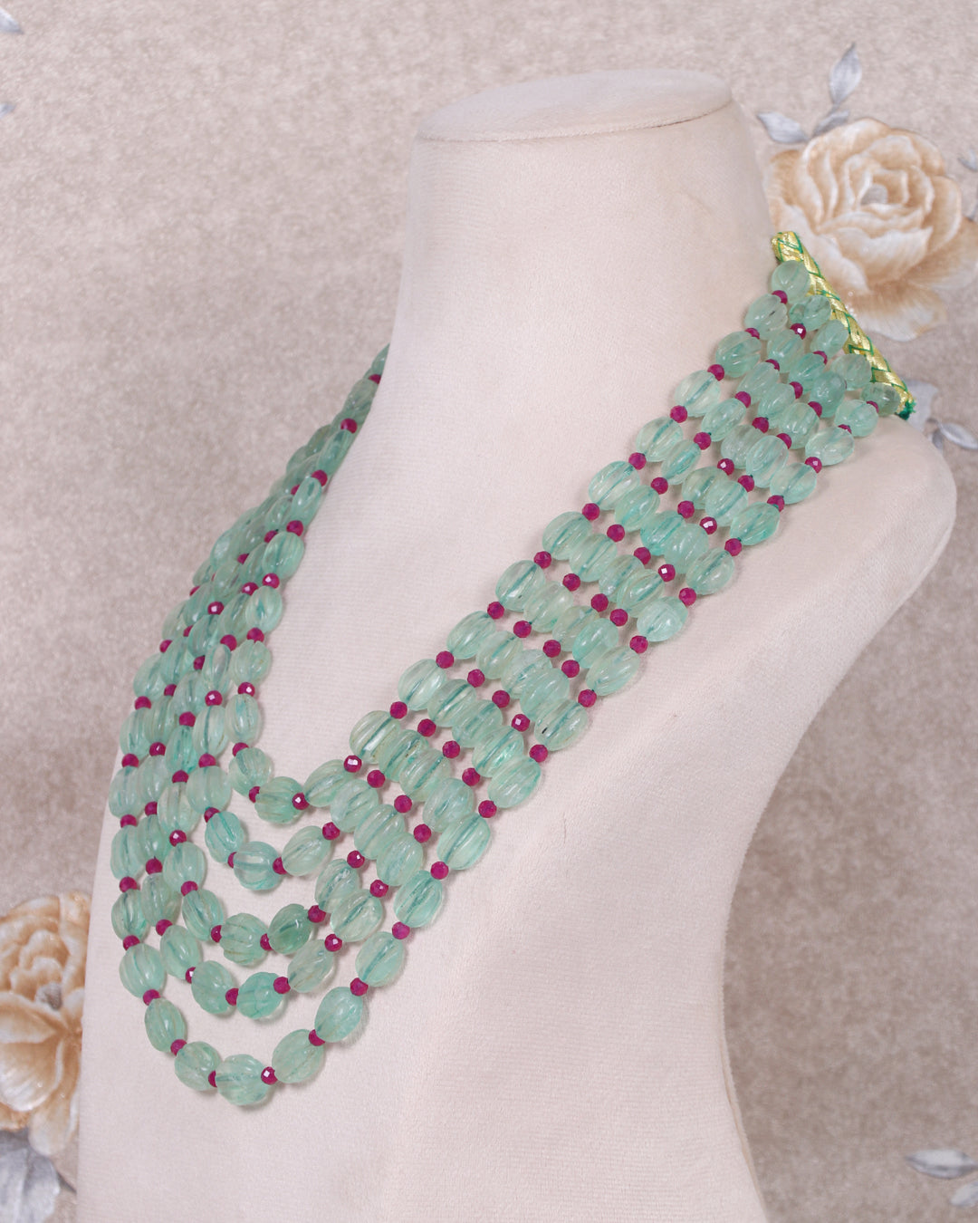 Natural Green Fluorite & Quartz Gemstone Beads Necklace Jewelry