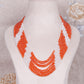 Natural orange zircon & Pearl Gemstone Beads Necklace Jewelry