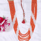 Natural orange zircon & Pearl Gemstone Beads Necklace Jewelry