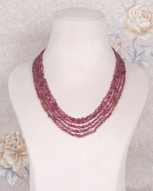 Natural Pink Tourmaline Gemstone Oval Beads Necklace Jewelry