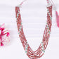Natural Pink Tourmaline & Emerald Gemstone Oval Beads Necklace Jewelry