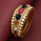 925 Silver Multi Color Precious Gemstone & Polki Bangle